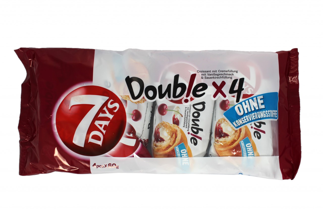 7 Days Croissants mit Vanille- und Sauerkirschfüllung