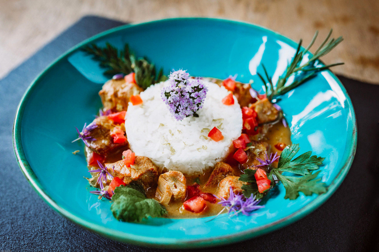 Putenbrust-Ragout in Curry-Kokos-Sauce