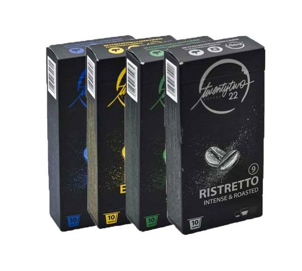 Twenty Two Coffee Nespresso-kompatible Kapseln Discovery Variety Pack (2x pro Geschmacksrichtung) - HALTBARKEIT 06-2022