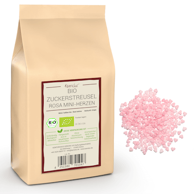 Bio Zuckerstreusel- rosa Mini-Herzen